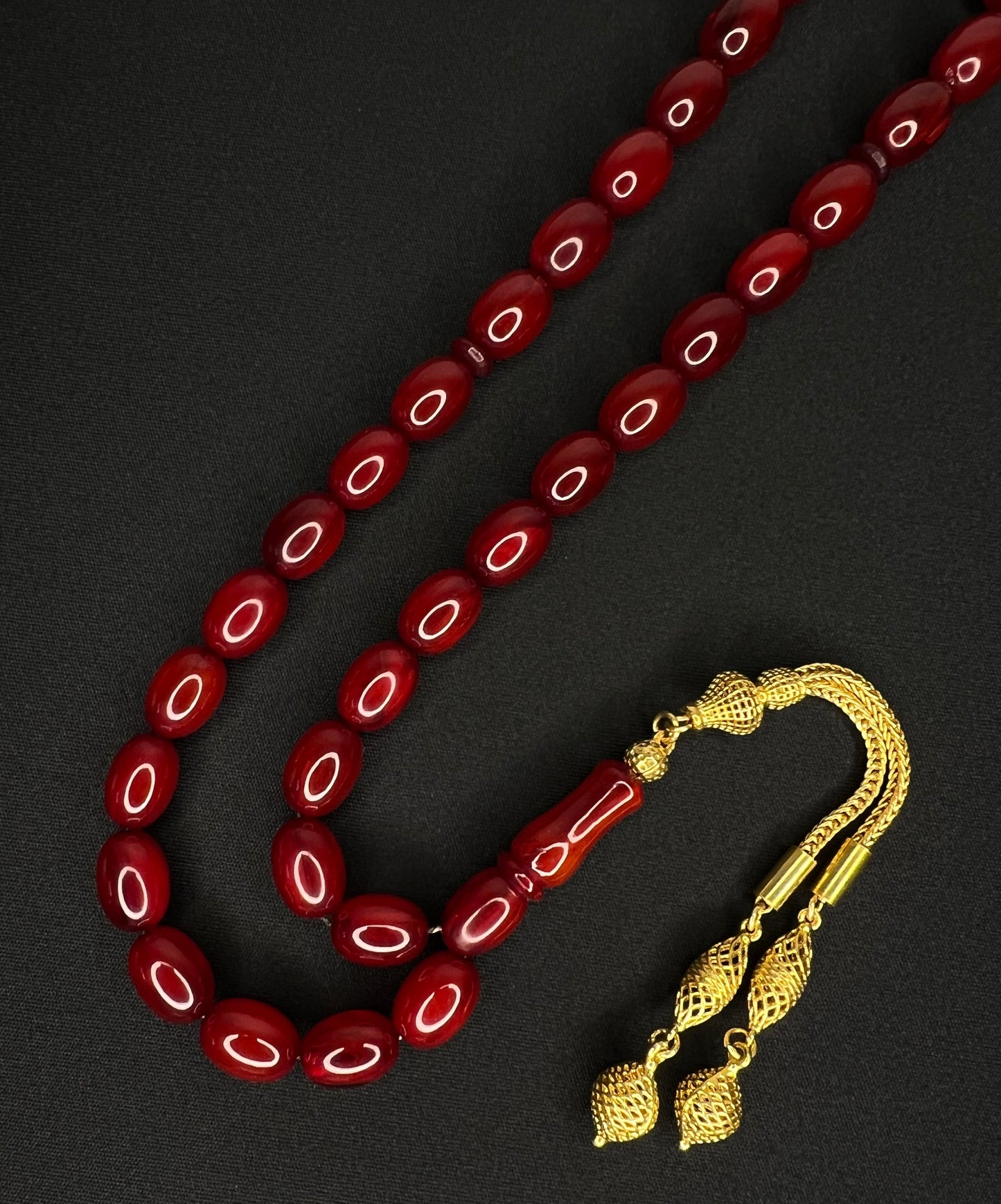 Sikma Kehribar 925 Gümüs Püsküllü Tesbih