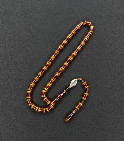 Sistemli Cubuk Sikma Kehribar Tesbih