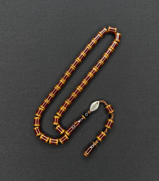 Sistemli Cubuk Sikma Kehribar Tesbih