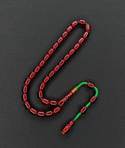 Sistemli Cubuk Sikma Kehribar Tesbih