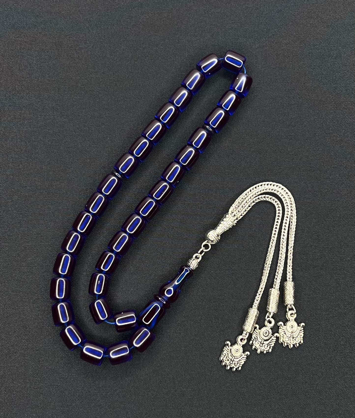 Ates Kehribar Alpaka Püskül Tesbih