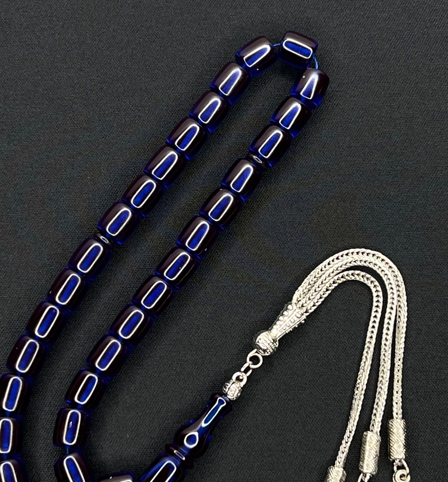 Ates Kehribar Alpaka Püskül Tesbih